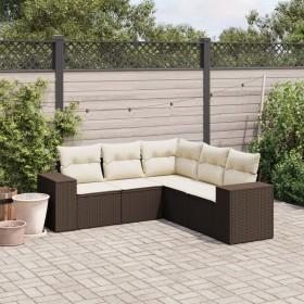 Set comedor de jardín 5 piezas y cojines ratán sintético marrón by , Garden sets - Ref: Foro24-3222552, Price: 353,15 €, Disc...
