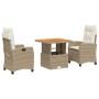 Set comedor de jardín 3 pzas con cojines ratán sintético beige by , Garden sets - Ref: Foro24-3277409, Price: 347,09 €, Disco...