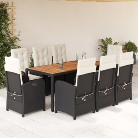 9-teiliges Garten-Esszimmerset und Kissen synthetisches Rattan schwarz von , Gartensets - Ref: Foro24-3212228, Preis: 1,00 €,...