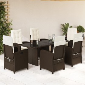 7 pcs garden dining set with cushions synthetic rattan brown by , Garden sets - Ref: Foro24-3212254, Price: 844,48 €, Discoun...