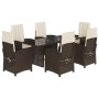 7 pcs garden dining set with cushions synthetic rattan brown by , Garden sets - Ref: Foro24-3212254, Price: 842,95 €, Discoun...