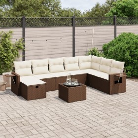 Set of 9 garden sofas and cushions synthetic rattan brown by , Garden sets - Ref: Foro24-3263909, Price: 566,82 €, Discount: %