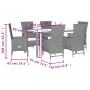 Set comedor de jardín 7 pzas con cojines ratán sintético beige