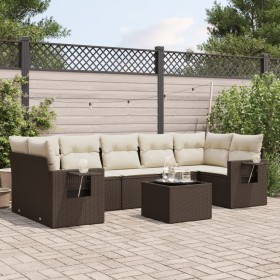 Set of 8 garden sofas and cushions synthetic rattan brown by , Garden sets - Ref: Foro24-3252280, Price: 534,44 €, Discount: %
