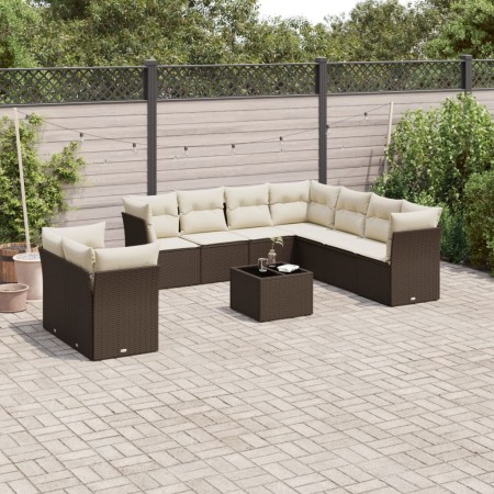 Set de sofás de jardín 10 pzas y cojines ratán sintético marrón by , Garden sets - Ref: Foro24-3249692, Price: 691,77 €, Disc...