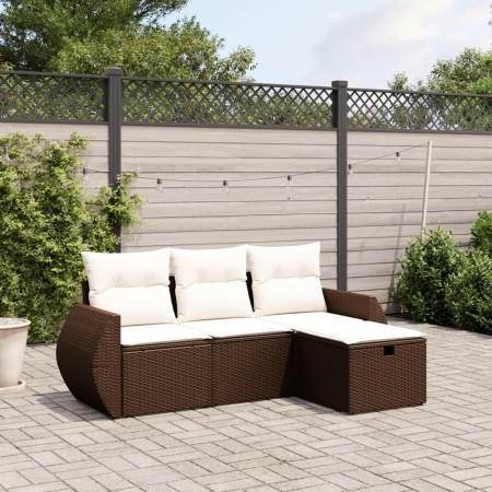 Set of 4 garden sofas and cushions synthetic rattan brown by , Garden sets - Ref: Foro24-3264069, Price: 274,51 €, Discount: %