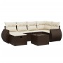7-piece garden sofa set with brown PE rattan cushions by , Garden sets - Ref: Foro24-3264119, Price: 452,70 €, Discount: %
