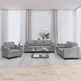 Set of sofas with cushions 3 pieces light gray fabric by , Sofas - Ref: Foro24-3201786, Price: 634,55 €, Discount: %