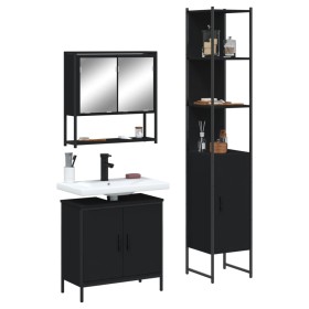 3-teiliges Badmöbel-Set Sperrholz schwarz von , Badezimmermöbel - Ref: Foro24-3214680, Preis: 188,30 €, Rabatt: %