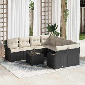 Conjunto de sofá de jardín 9 pcs Negro 55 x 55 x 37 cm