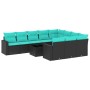 Set de sofás de jardín 11 pzas y cojines ratán sintético negro by , Garden sets - Ref: Foro24-3219487, Price: 825,86 €, Disco...