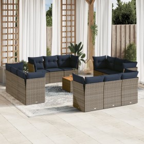 Garden sofa set with cushions 13 pieces synthetic rattan gray by , Garden sets - Ref: Foro24-3255872, Price: 1,00 €, Discount: %