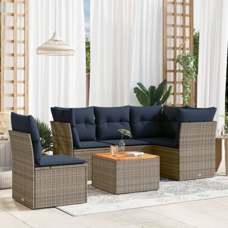 Set de sofás de jardín 6 pzas con cojines ratán sintético gris by , Garden sets - Ref: Foro24-3255977, Price: 440,79 €, Disco...