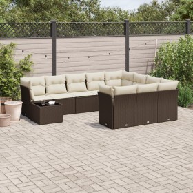 Set of garden sofas 11 pcs cushions synthetic rattan brown by , Garden sets - Ref: Foro24-3218263, Price: 714,29 €, Discount: %