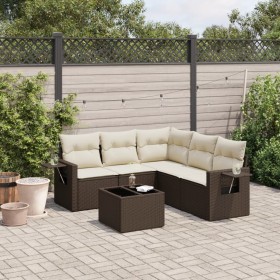 Set aus 6-teiligen Gartensofas und Kissen, synthetisches Rattanbraun von , Gartensets - Ref: Foro24-3220162, Preis: 387,15 €,...