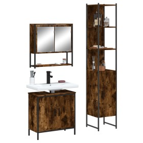 3-teiliges Badezimmermöbel-Set aus geräuchertem Eichensperrholz von , Badezimmermöbel - Ref: Foro24-3214682, Preis: 191,94 €,...