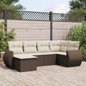 Set of 6-piece garden sofas and cushions synthetic rattan brown by , Modular outdoor sofas - Ref: Foro24-3221662, Price: 398,...