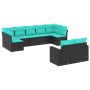 Set of 9 garden sofas with black synthetic rattan cushions by , Garden sets - Ref: Foro24-3219407, Price: 725,58 €, Discount: %