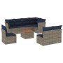 Set de sofás de jardín 9 pzas con cojines ratán sintético gris by , Garden sets - Ref: Foro24-3256019, Price: 639,99 €, Disco...