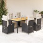 7-teiliges Garten-Esszimmerset und Kissen synthetisches Rattan schwarz von , Gartensets - Ref: Foro24-3213336, Preis: 864,77 ...