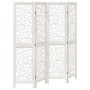 Biombo separador de 4 paneles madera maciza Paulownia blanco de , Divisores de ambientes - Ref: Foro24-358737, Precio: 119,23...