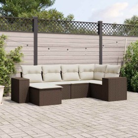 Set sofás de jardín 6 piezas y cojines ratán sintético marrón von , Gartensets - Ref: Foro24-3222862, Preis: 417,21 €, Rabatt: %