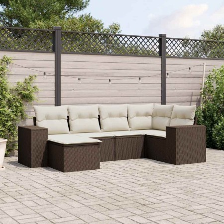Set sofás de jardín 6 piezas y cojines ratán sintético marrón by , Garden sets - Ref: Foro24-3222862, Price: 395,60 €, Discou...