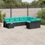 Set mit 10 Stück Gartensofas mit schwarzen Kissen aus synthetischem Rattan von , Gartensets - Ref: Foro24-3219447, Preis: 768...