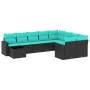 Set mit 10 Stück Gartensofas mit schwarzen Kissen aus synthetischem Rattan von , Gartensets - Ref: Foro24-3219447, Preis: 768...
