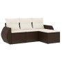 Set of 4 garden sofas and cushions synthetic rattan brown by , Garden sets - Ref: Foro24-3253610, Price: 283,76 €, Discount: %