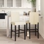 High stools 2 pcs solid rubber wood and synthetic leather by , Kitchen stools - Ref: Foro24-4006185, Price: 126,25 €, Discoun...