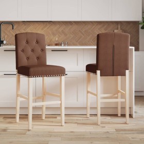 Taburetes altos 2 uds madera maciza de caucho y tela de , Taburetes de cocina - Ref: Foro24-4006203, Precio: 86,55 €, Descuen...