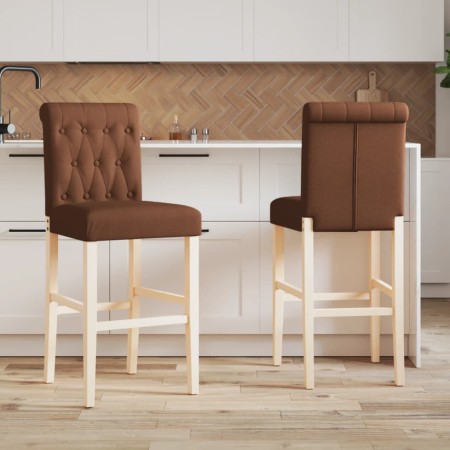Hohe Hocker 2 Stück aus massivem Gummi, Holz und Stoff von , Küchenhocker - Ref: Foro24-4006217, Preis: 93,42 €, Rabatt: %