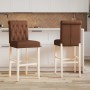 Hohe Hocker 2 Stück aus massivem Gummi, Holz und Stoff von , Küchenhocker - Ref: Foro24-4006217, Preis: 93,42 €, Rabatt: %