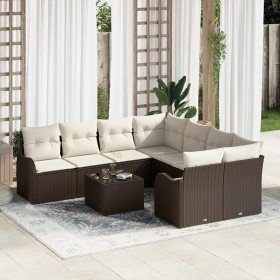 Conjunto de sofá de jardín 9 pcs Marrón 55 x 55 x 37 cm