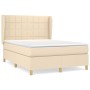 Cama box spring con colchón tela color crema 140x200 cm