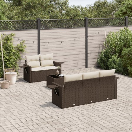 Set of 6-piece garden sofas and cushions synthetic rattan brown by , Garden sets - Ref: Foro24-3219902, Price: 401,79 €, Disc...