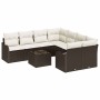 Conjunto de sofá de jardín 9 pcs Marrón 55 x 55 x 37 cm