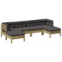 Set Gartensofas 6-teilig mit Kissen aus imprägniertem Zirbenholz von , Gartensets - Ref: Foro24-3299573, Preis: 524,55 €, Rab...