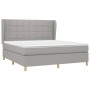 Cama box spring con colchón tela gris claro 160x200 cm