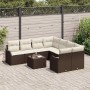 Conjunto de sofá de jardín 9 pcs Marrón 55 x 55 x 37 cm