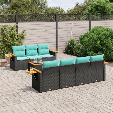Set of 8 garden sofas with cushions black synthetic rattan by , Garden sets - Ref: Foro24-3226645, Price: 652,26 €, Discount: %