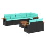 Set of 9 garden sofas with black synthetic rattan cushions by , Garden sets - Ref: Foro24-3226995, Price: 723,22 €, Discount: %