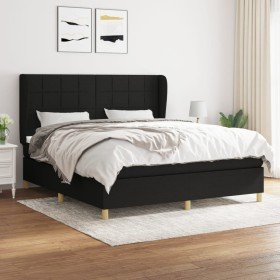 Cama box spring con colchón tela negro 180x200 cm en Camas y somieres | Comprar online en Foro24