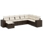 Set sofás de jardín 8 piezas y cojines ratán sintético marrón