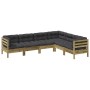 Set Gartensofas 6-teilig mit Kissen aus imprägniertem Zirbenholz von , Gartensets - Ref: Foro24-3299462, Preis: 612,41 €, Rab...