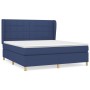 Cama box spring con colchón tela azul 180x200 cm