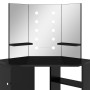 Tocador de esquina con LED negro 111x54x141,5 cm de vidaXL, Tocadores para dormitorios - Ref: Foro24-326534, Precio: 143,46 €...