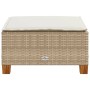 Taburete de jardín y cojín ratán sintético beige 63,5x56x32 cm by , Outdoor ottomans - Ref: Foro24-365913, Price: 65,35 €, Di...