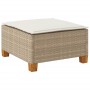 Taburete de jardín y cojín ratán sintético beige 63,5x56x32 cm by , Outdoor ottomans - Ref: Foro24-365913, Price: 65,35 €, Di...